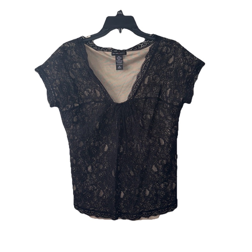 New York & Company Black Lace Blouse